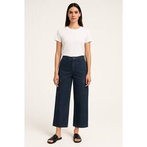 Eileen Fisher Denim Utility Wide-Leg Pants – Size S – Made in USA